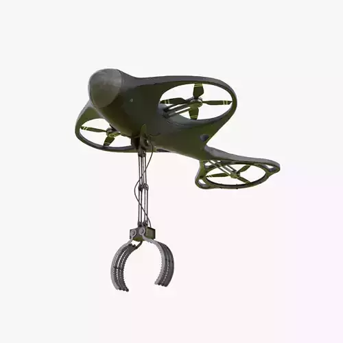 Drone with Mechanical Arm Low-poly 3D model