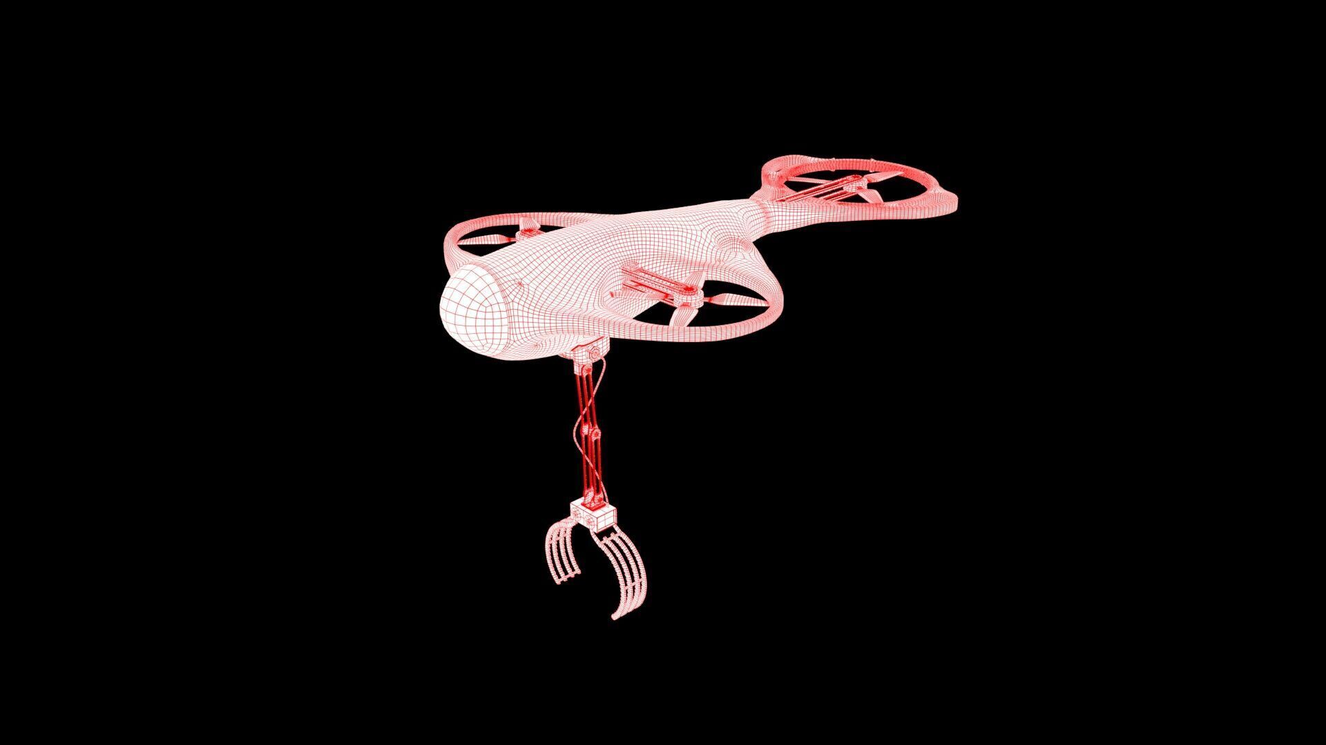 Drone with Mechanical Arm Low-poly 3D model_9