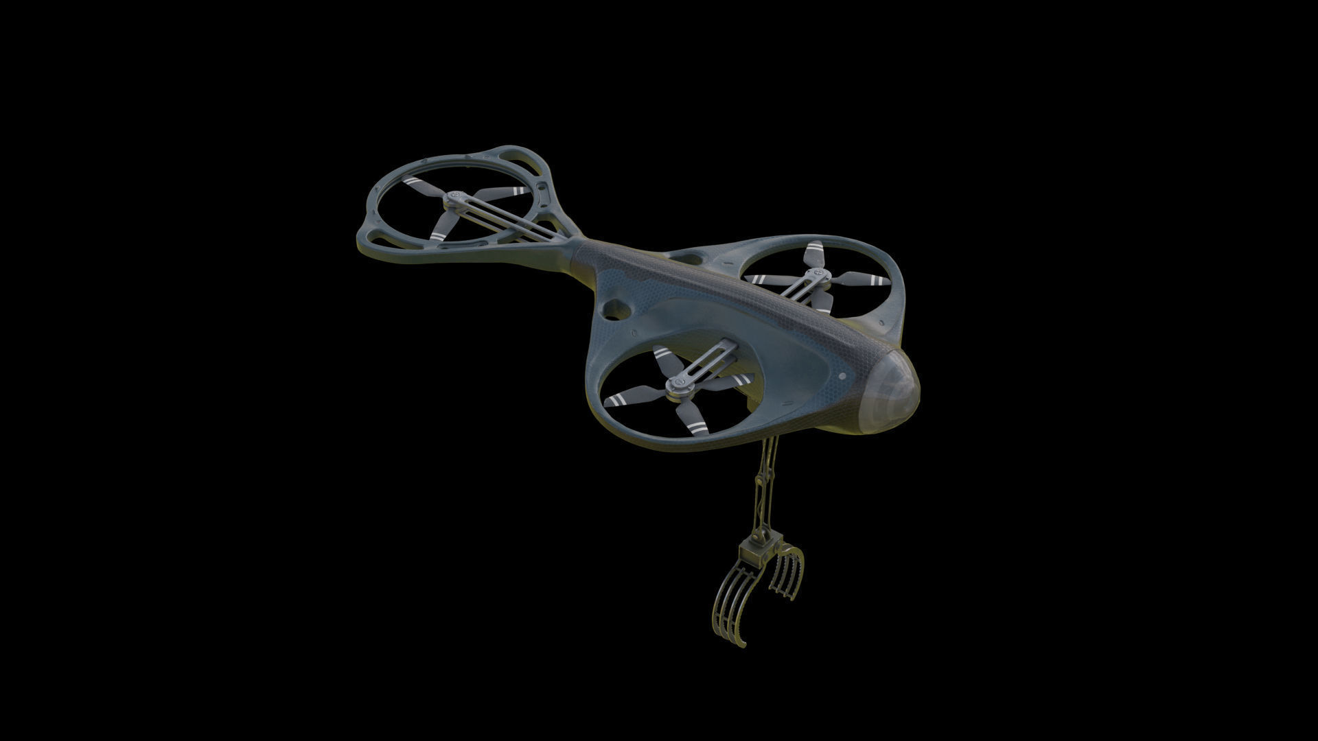 Drone with Mechanical Arm Low-poly 3D model_7