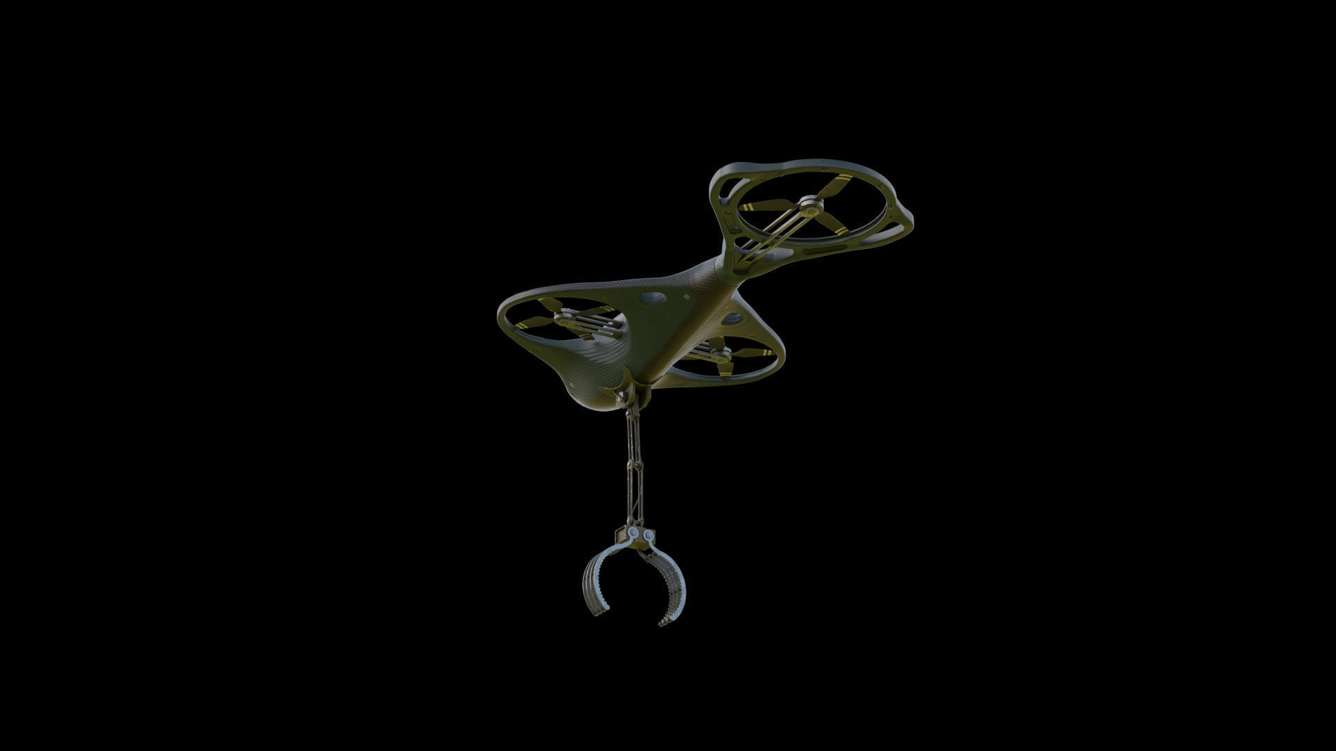 Drone with Mechanical Arm Low-poly 3D model_5