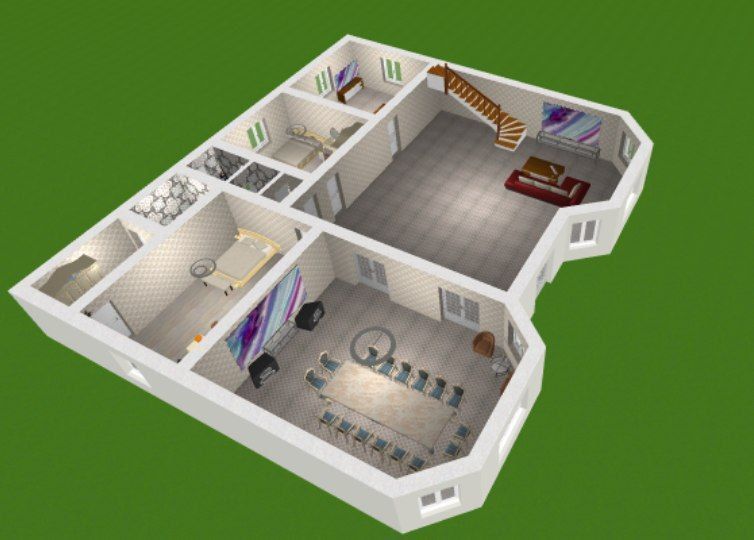 2 storey 6 rooms 16x20 3D model_7