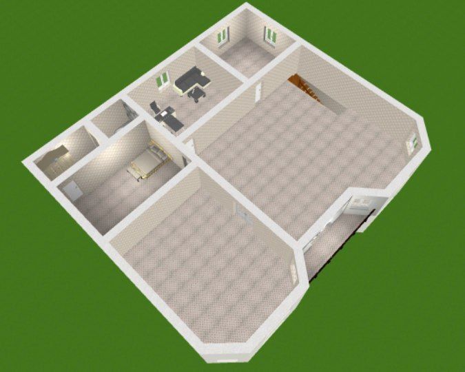 2 storey 6 rooms 16x20 3D model_2