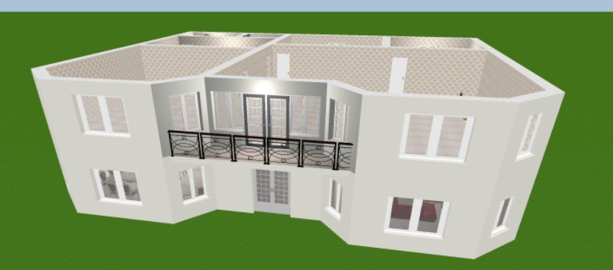 2 storey 6 rooms 16x20 3D model_1
