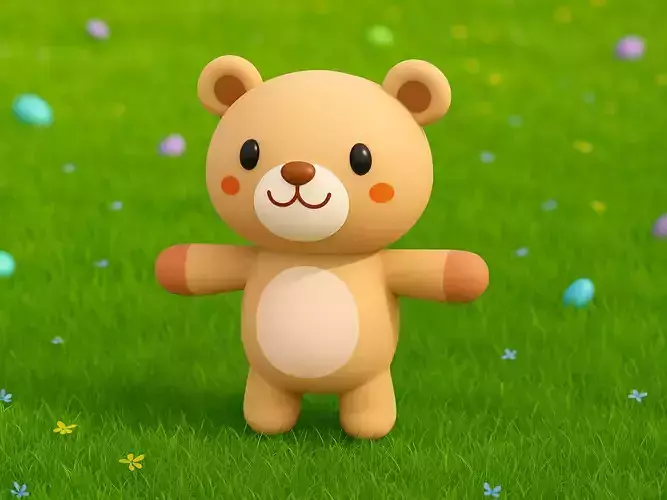 Cute Cartoon Bear 3D model