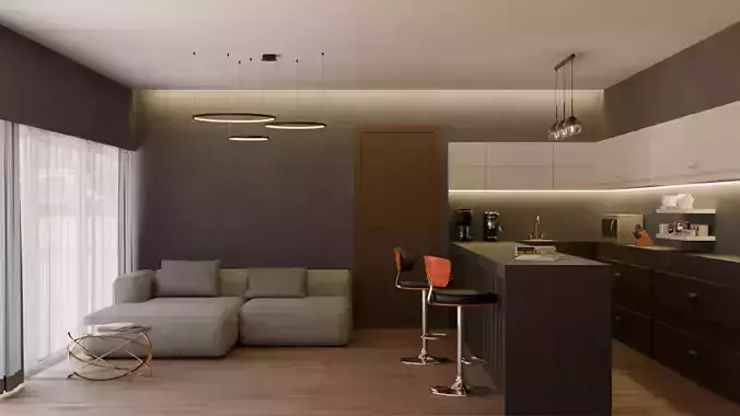 Modern Open-Plan Interior Scene