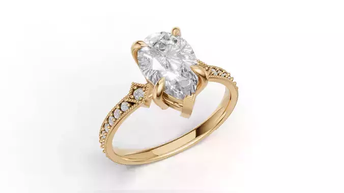 Engagement Ring pear Stone two carat 3D print model
