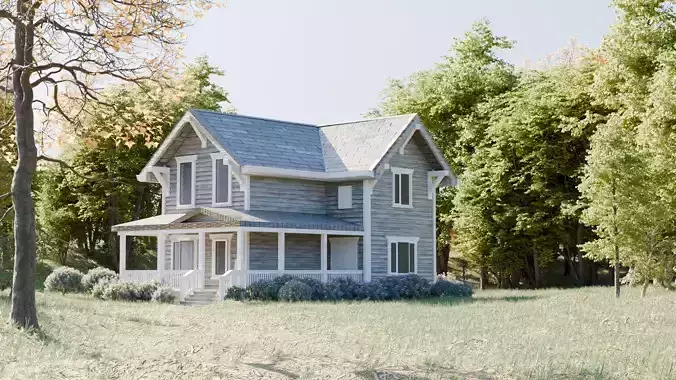 House 3d model Cape cod style 