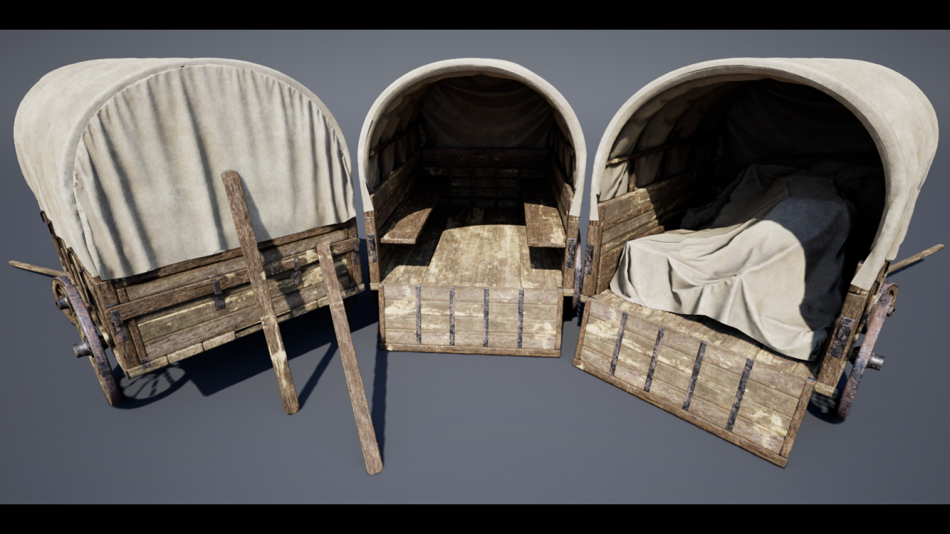Trader Carriage Low-poly 3D model_5