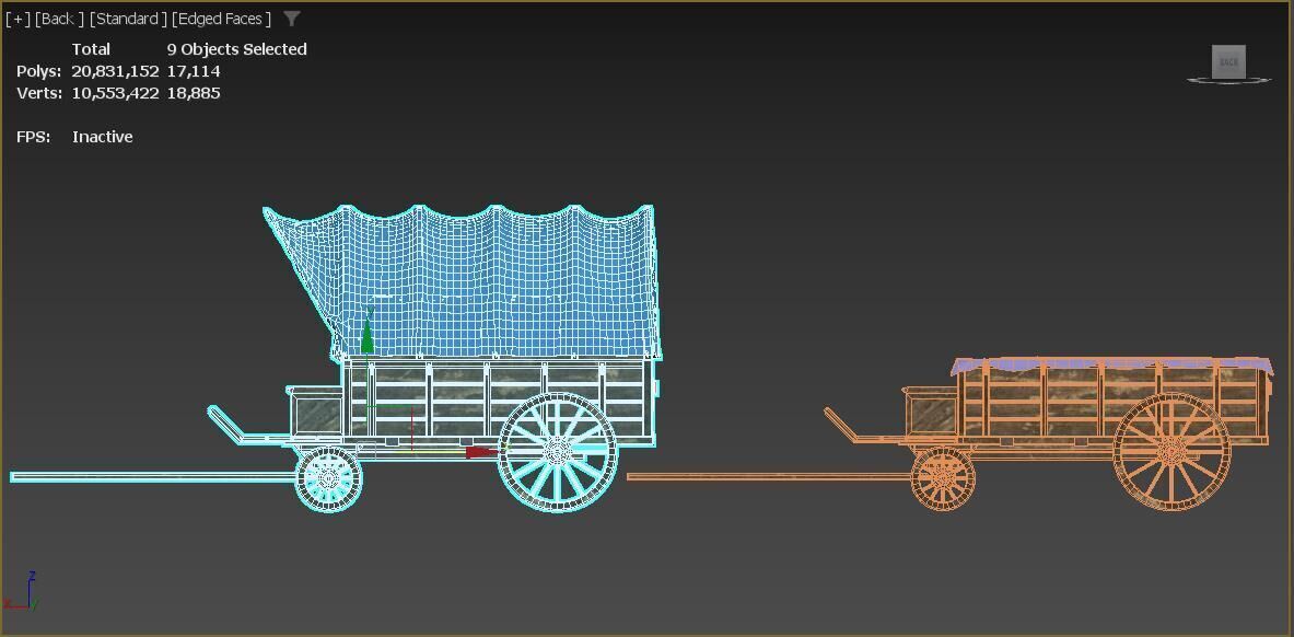 Trader Carriage Low-poly 3D model_13