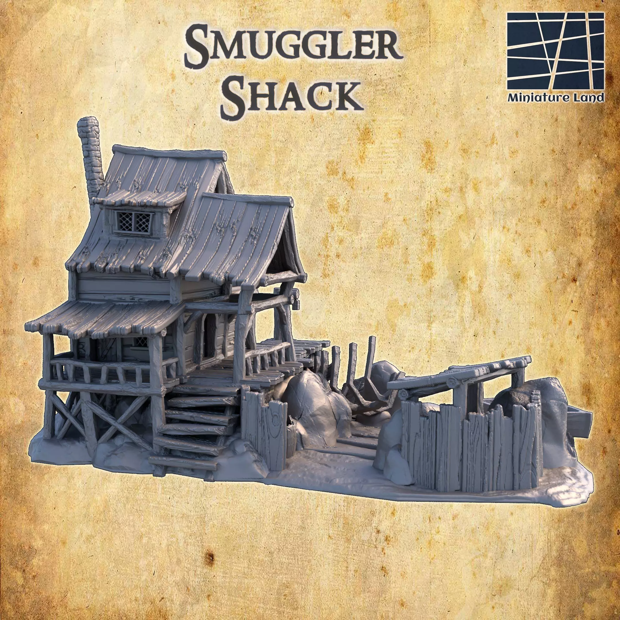 Smuggler Shack Tabletop Terrain 28 MM 3D print model_0