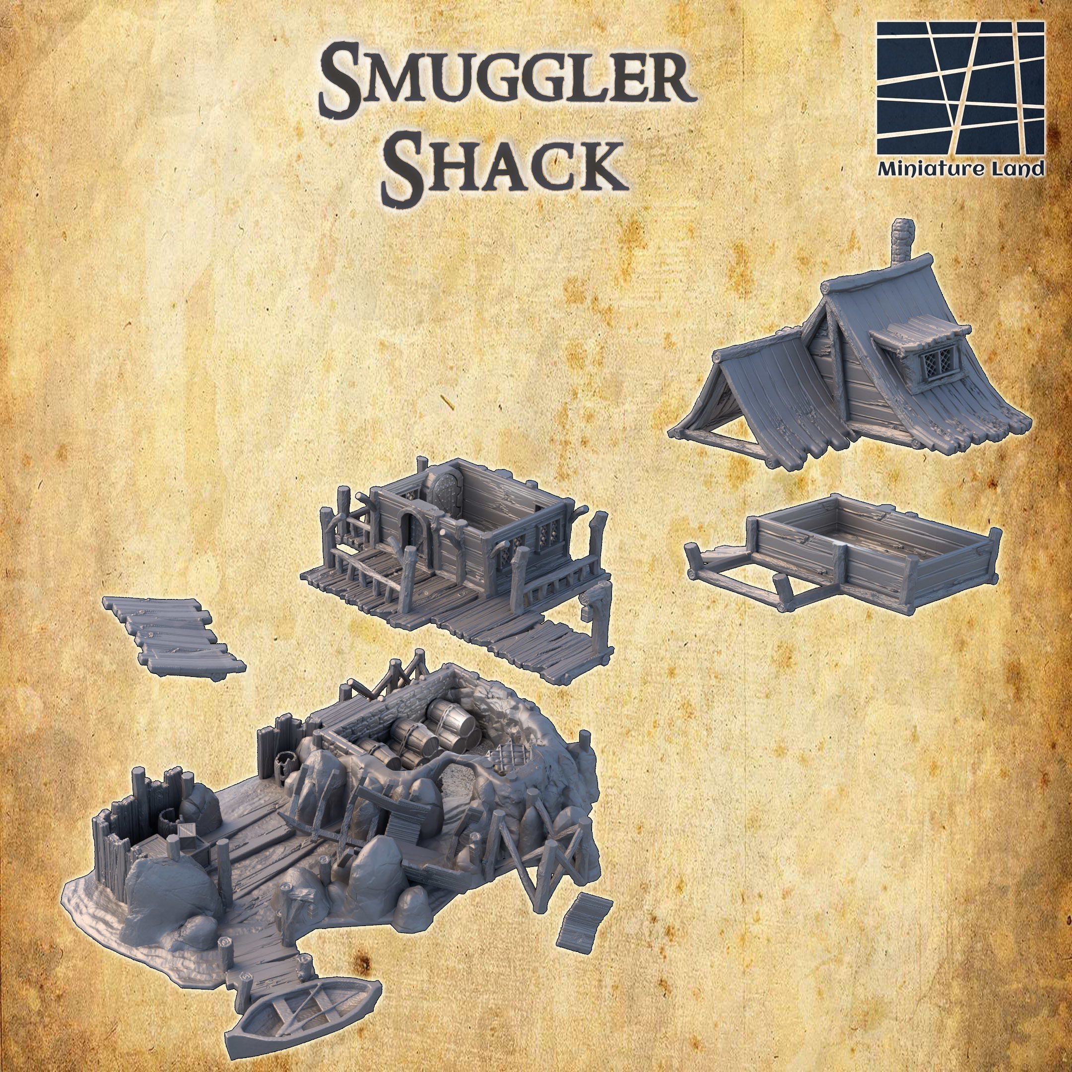 Smuggler Shack Tabletop Terrain 28 MM 3D print model_4