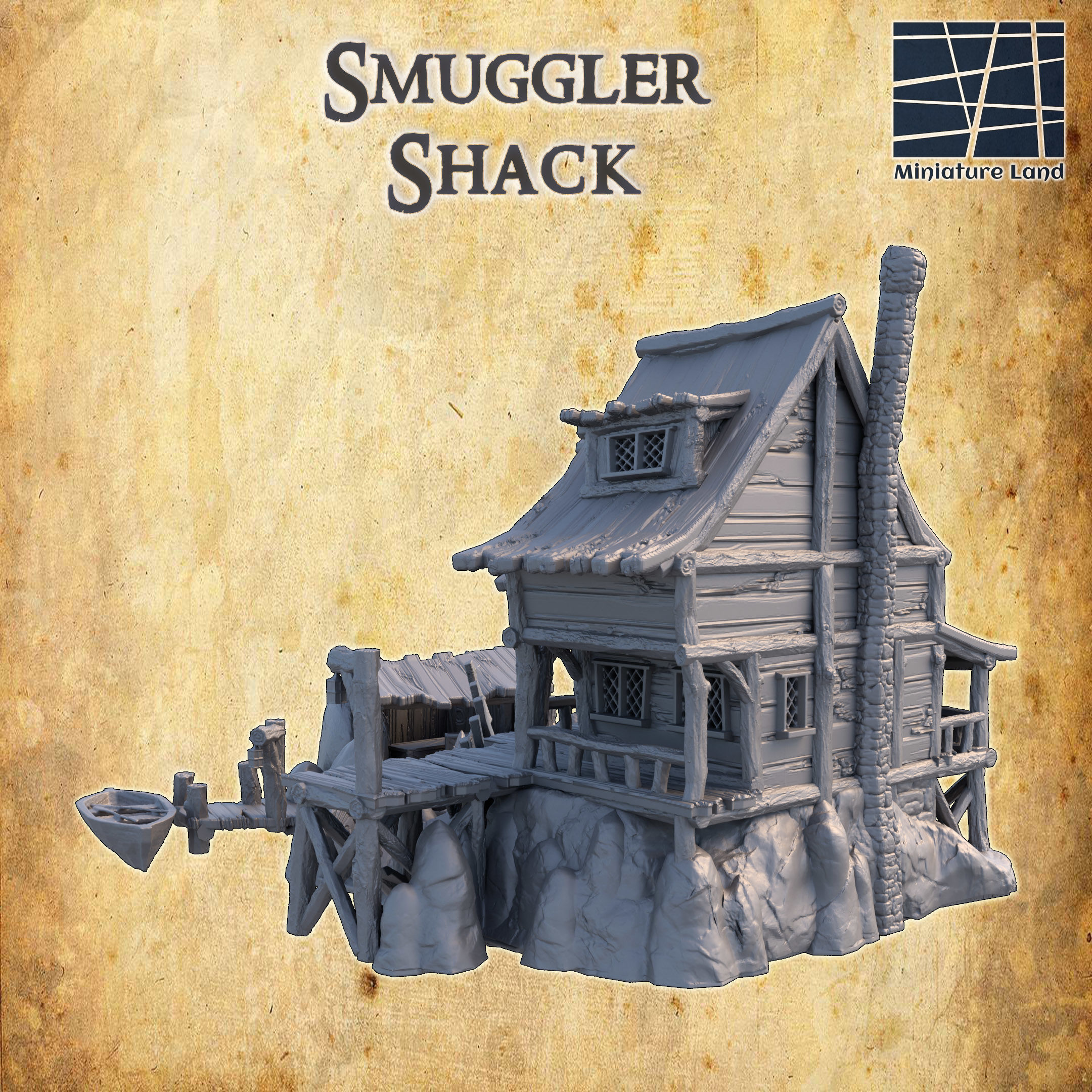 Smuggler Shack Tabletop Terrain 28 MM 3D print model_2