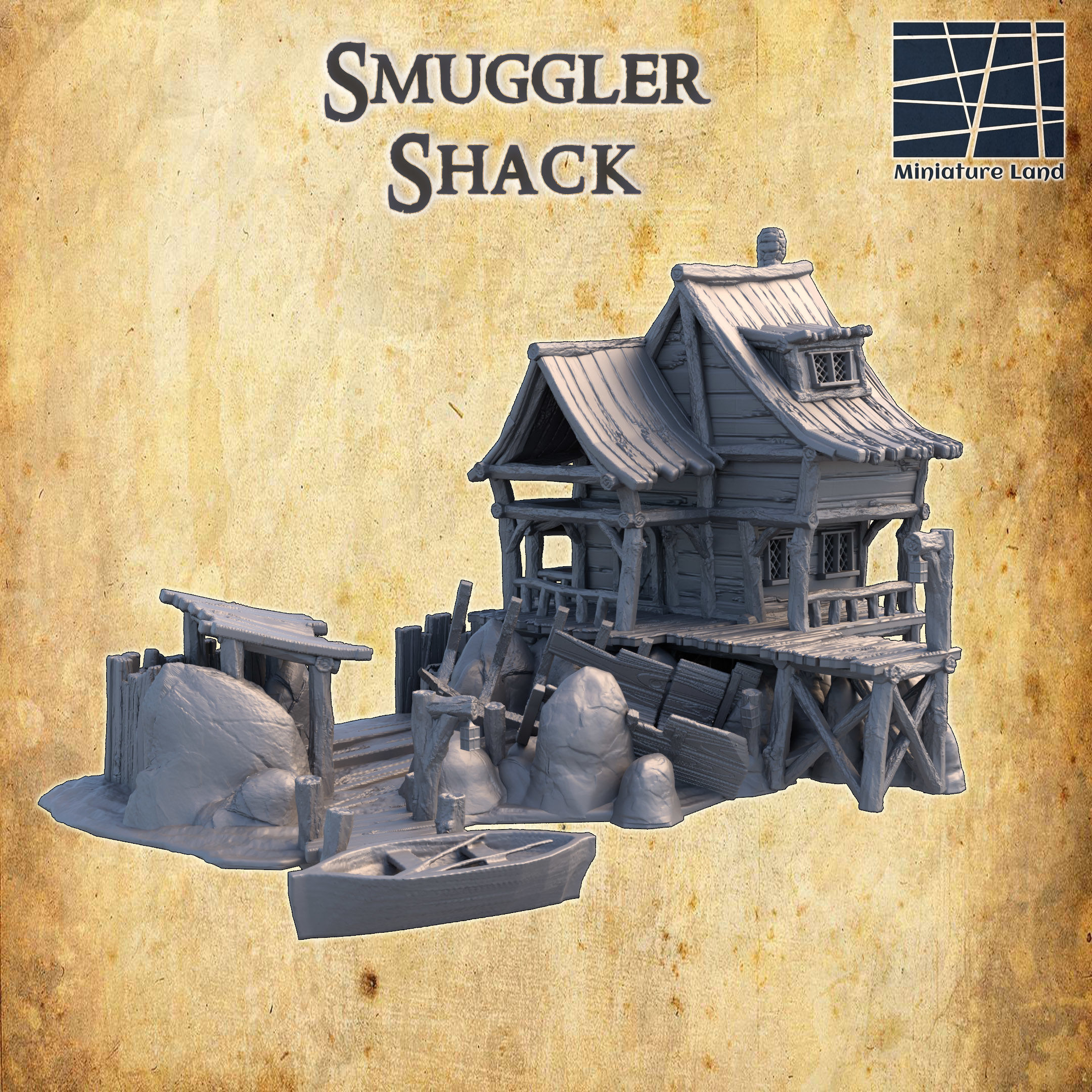 Smuggler Shack Tabletop Terrain 28 MM 3D print model_1