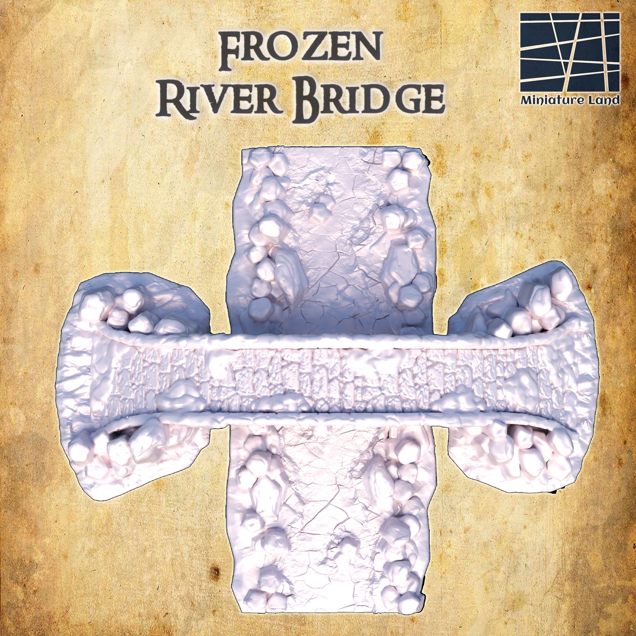 Frozen River Bridge Tabletop Terrain 28 MM 3D print model_2