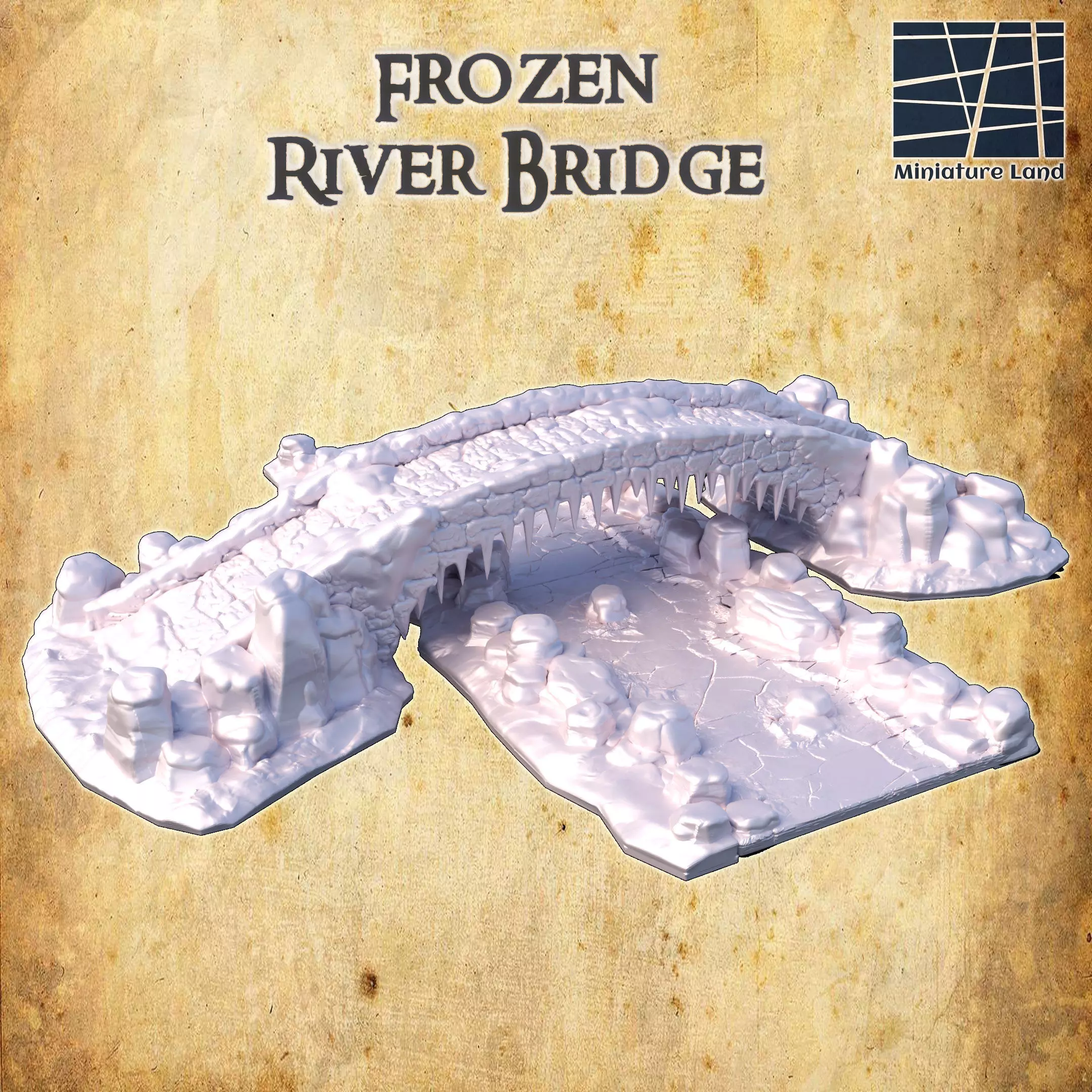 Frozen River Bridge Tabletop Terrain 28 MM 3D print model_0