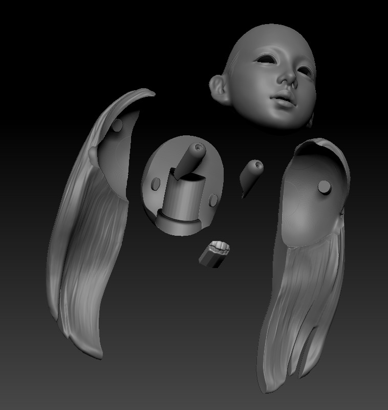 kpop female 12inch hottoys figure head 03 3D print model_5