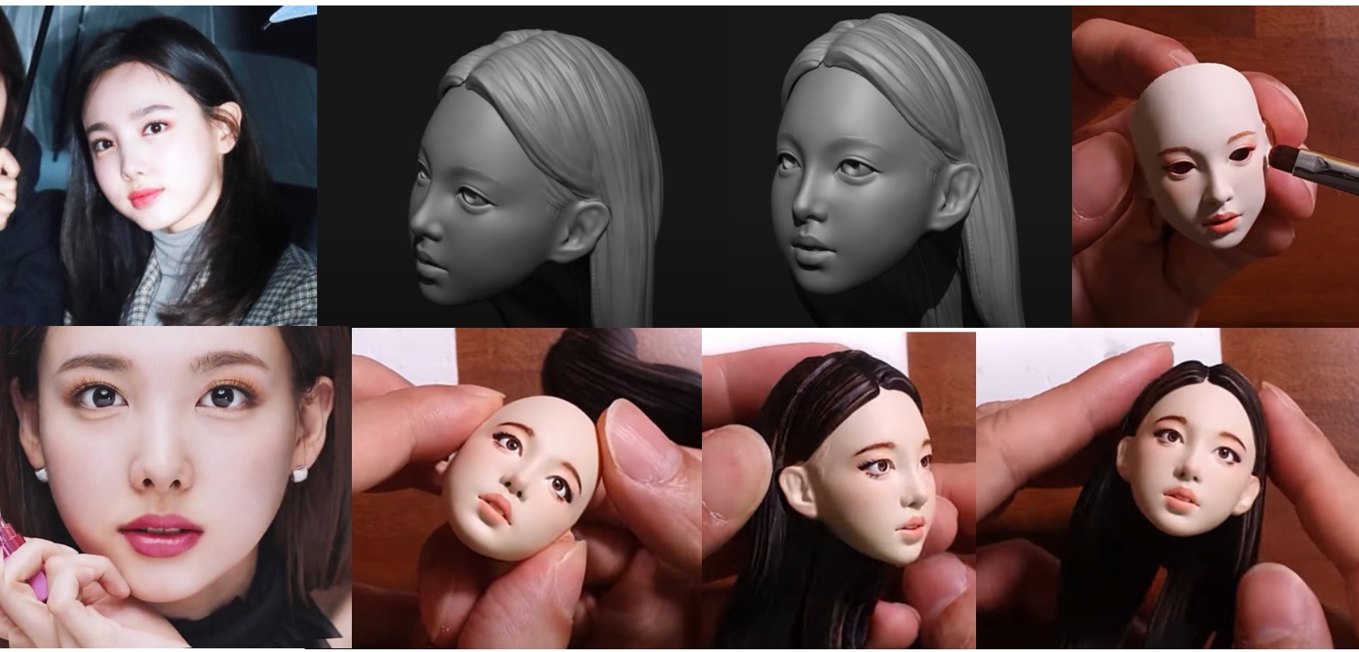 kpop female 12inch hottoys figure head 03 3D print model_2