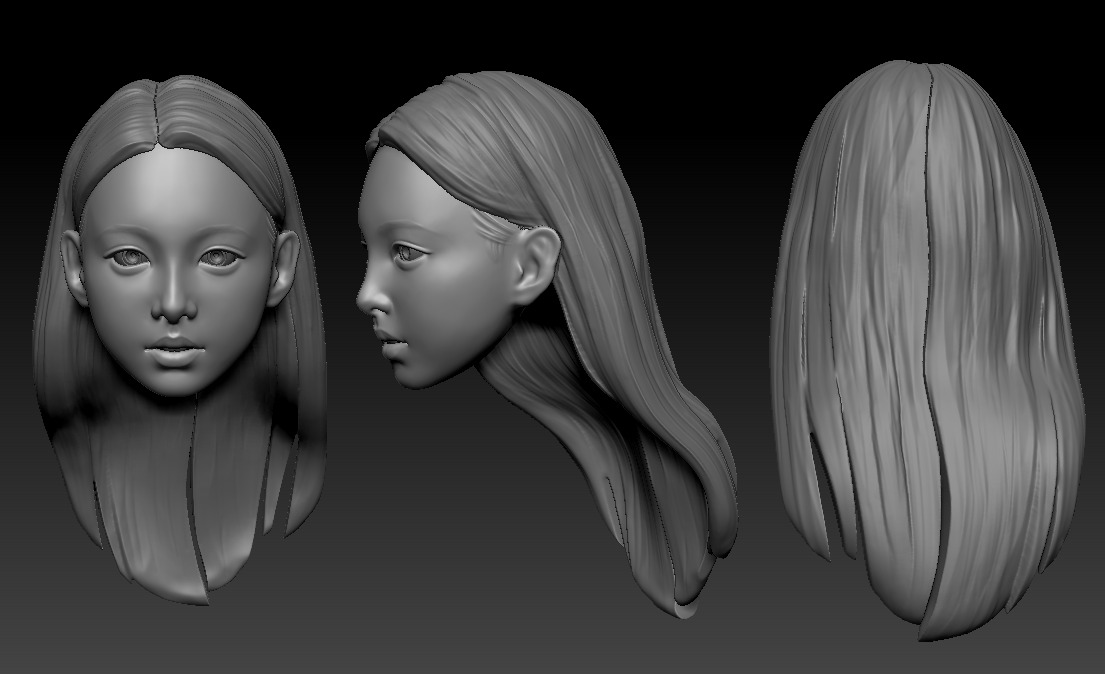 kpop female 12inch hottoys figure head 03 3D print model_3