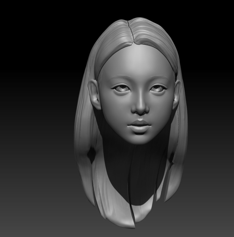 kpop female 12inch hottoys figure head 03 3D print model_7