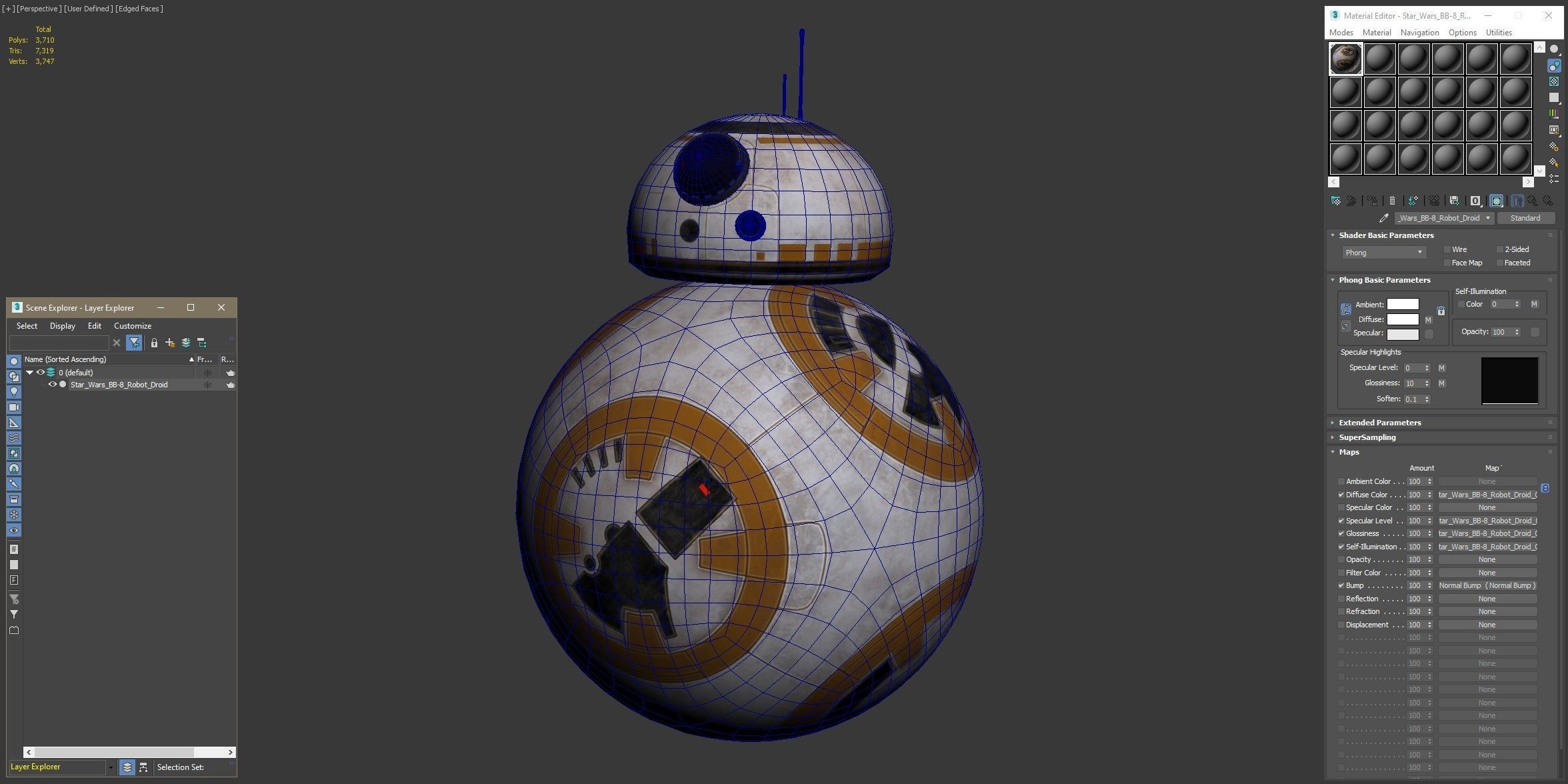 Star Wars BB-8 Robot Droid Low-poly 3D model_18