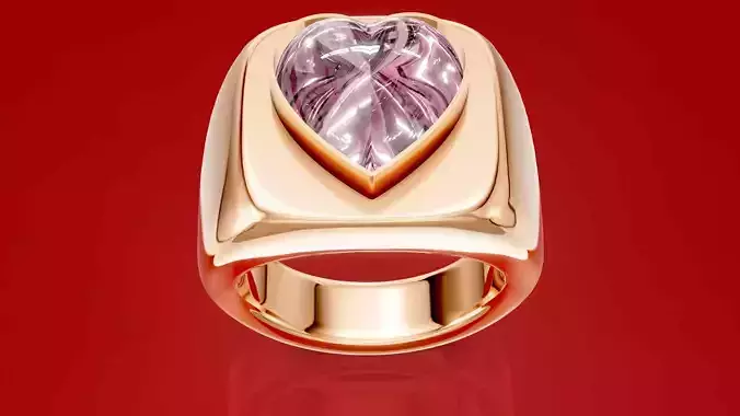 Heart Cabochon Signet Ring