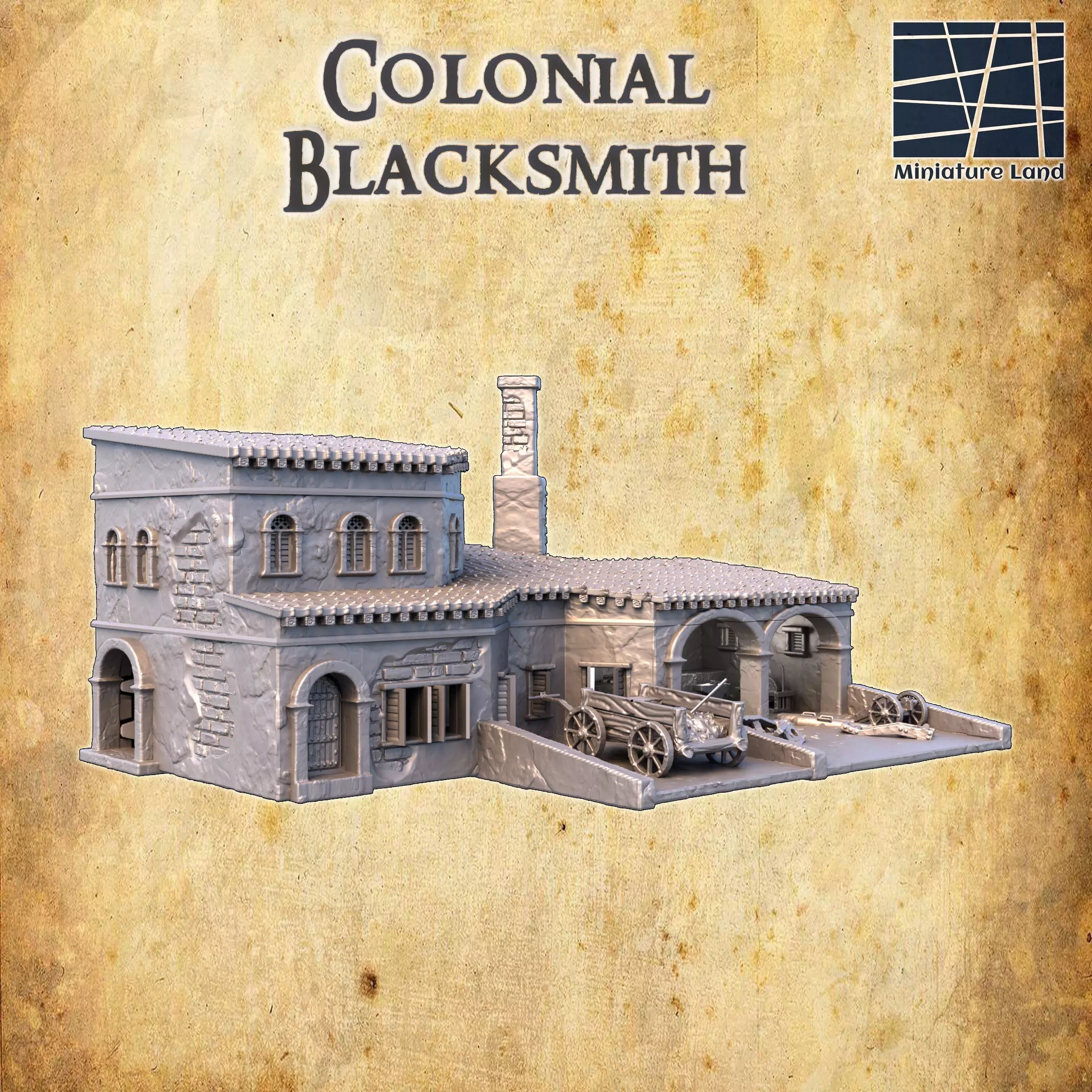 Colonial Blacksmith Tabletop Terrain 28 MM 3D print model_0