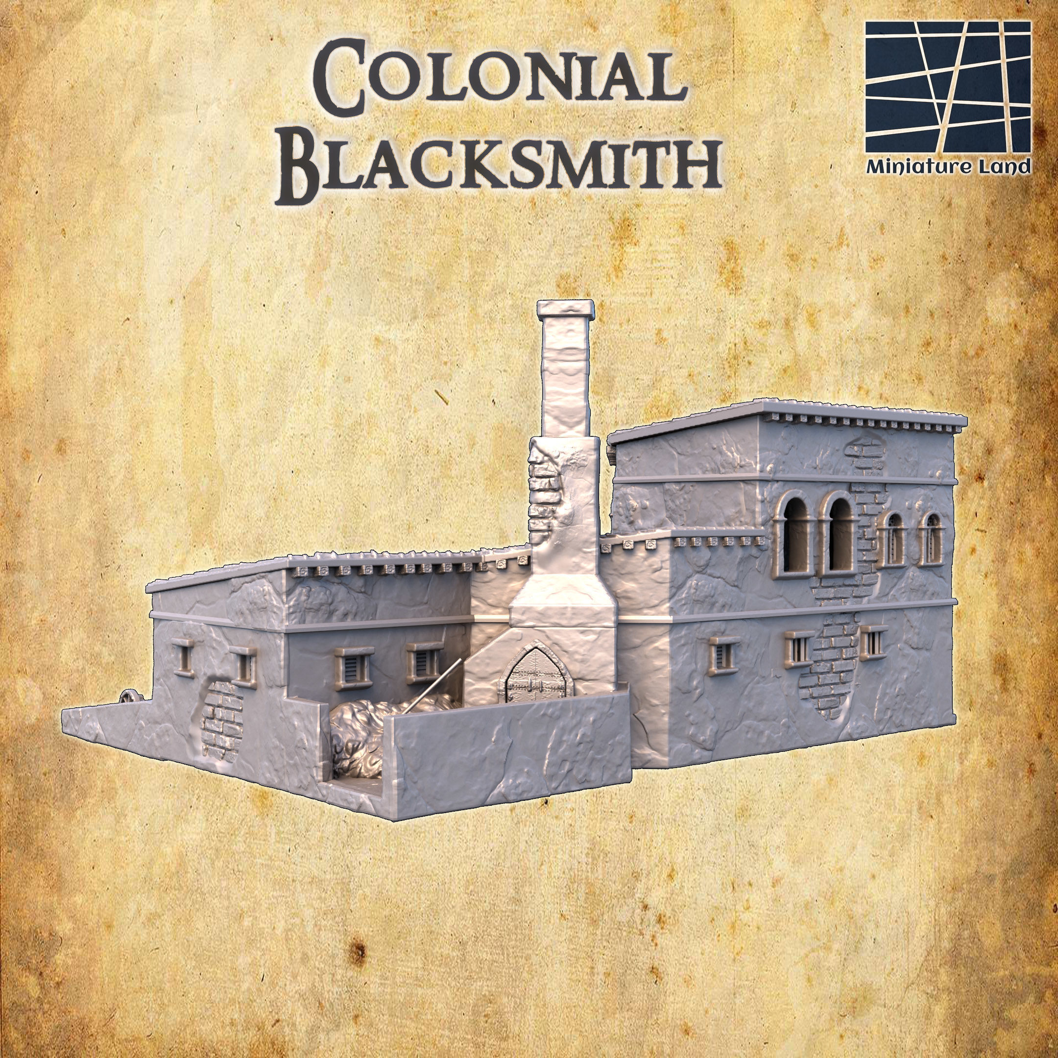 Colonial Blacksmith Tabletop Terrain 28 MM 3D print model_2