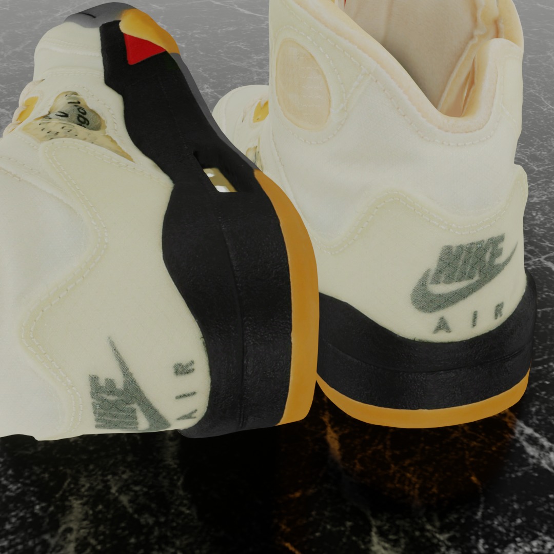 NIKE AIR JORDAN 5 RETRO X OFF WHITE FIRE RED 3D SHOES Low-poly 3D model_11