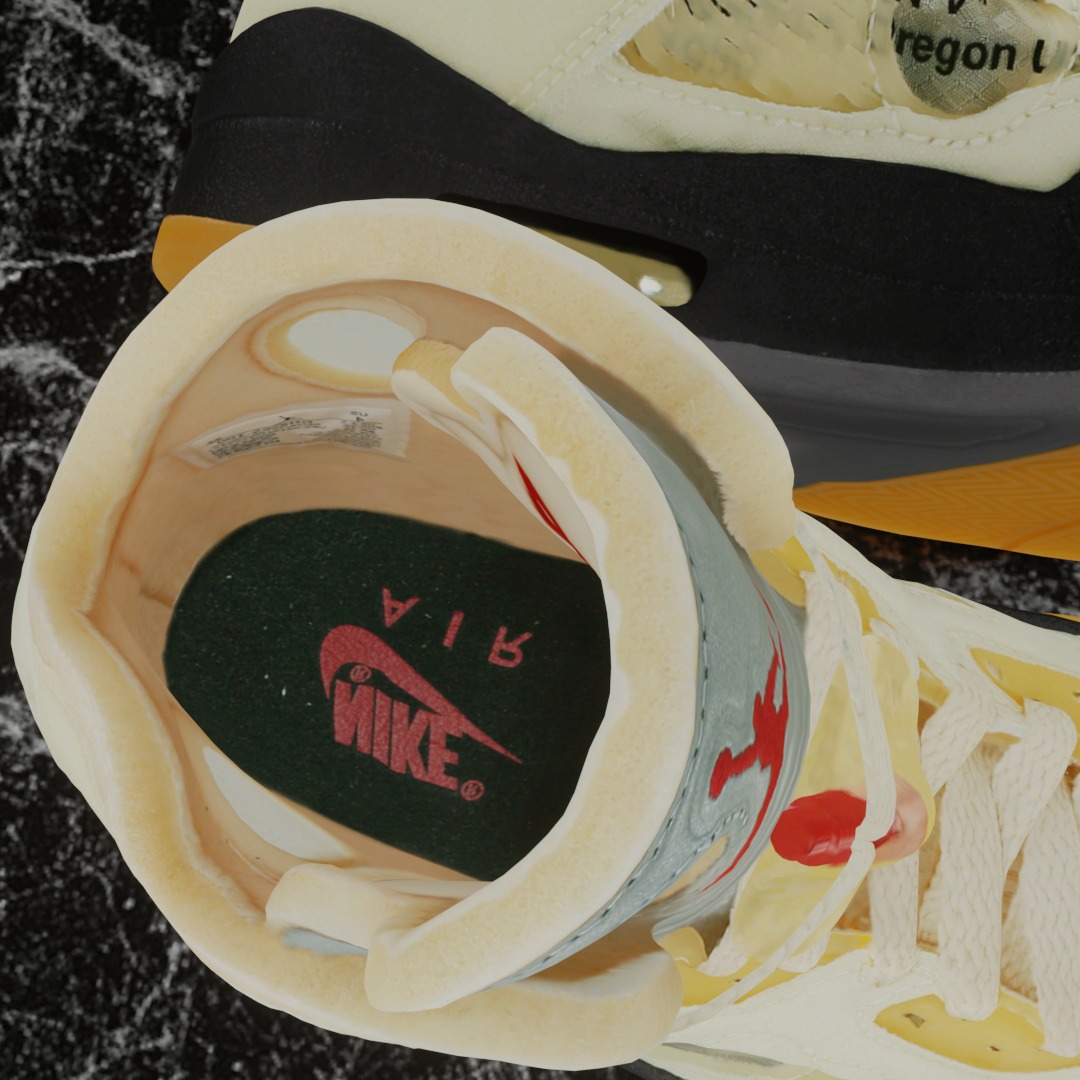 NIKE AIR JORDAN 5 RETRO X OFF WHITE FIRE RED 3D SHOES Low-poly 3D model_8