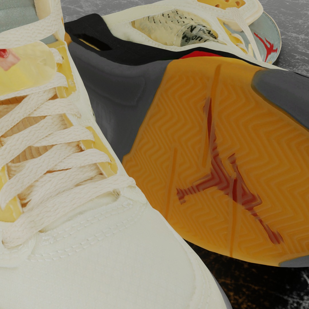 NIKE AIR JORDAN 5 RETRO X OFF WHITE FIRE RED 3D SHOES Low-poly 3D model_9