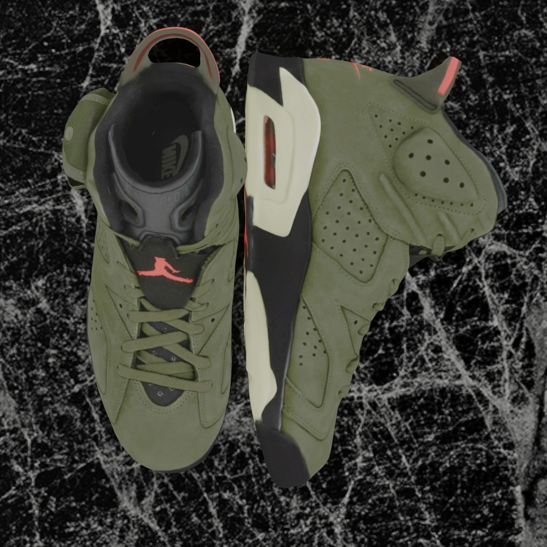 NIKE AIR JORDAN 6 GREEN 3D SHOES Low-poly 3D model_2