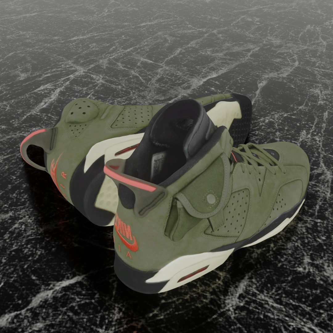 NIKE AIR JORDAN 6 GREEN 3D SHOES Low-poly 3D model_5