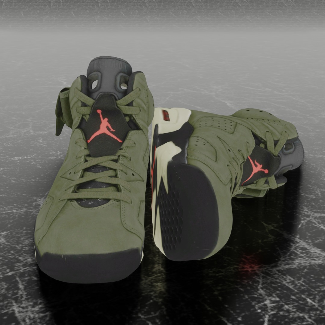 NIKE AIR JORDAN 6 GREEN 3D SHOES Low-poly 3D model_3