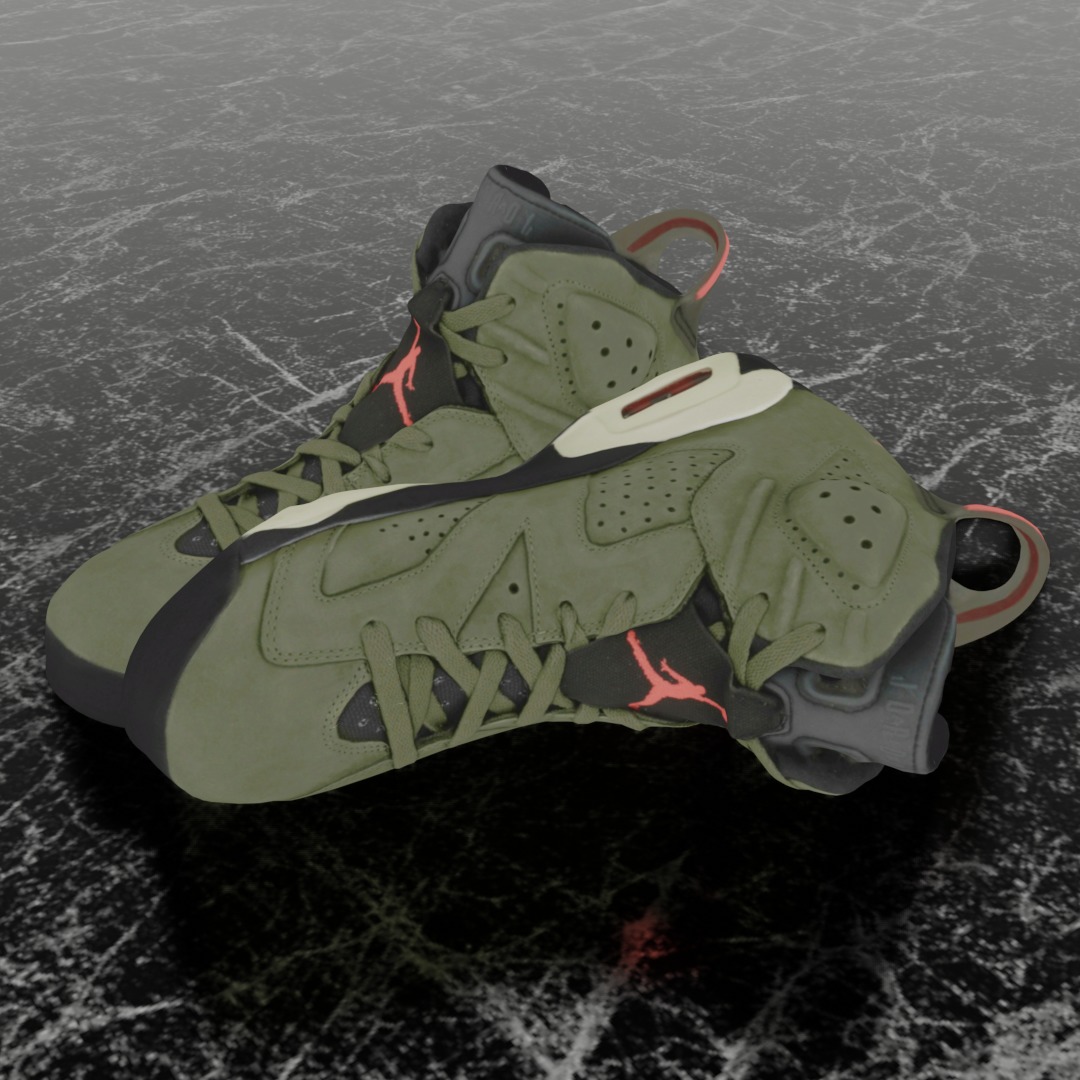 NIKE AIR JORDAN 6 GREEN 3D SHOES Low-poly 3D model_1