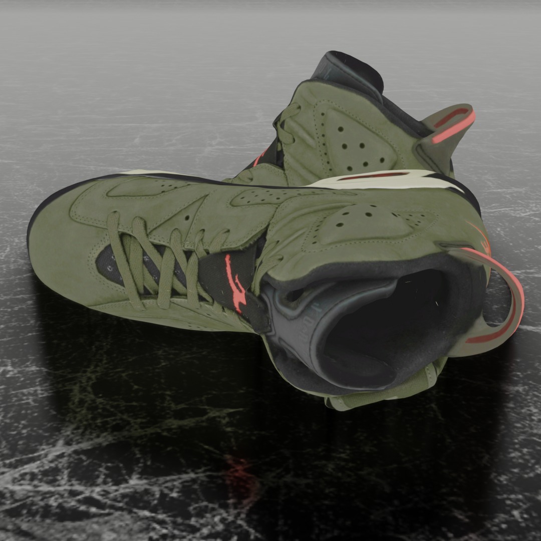 NIKE AIR JORDAN 6 GREEN 3D SHOES Low-poly 3D model_7