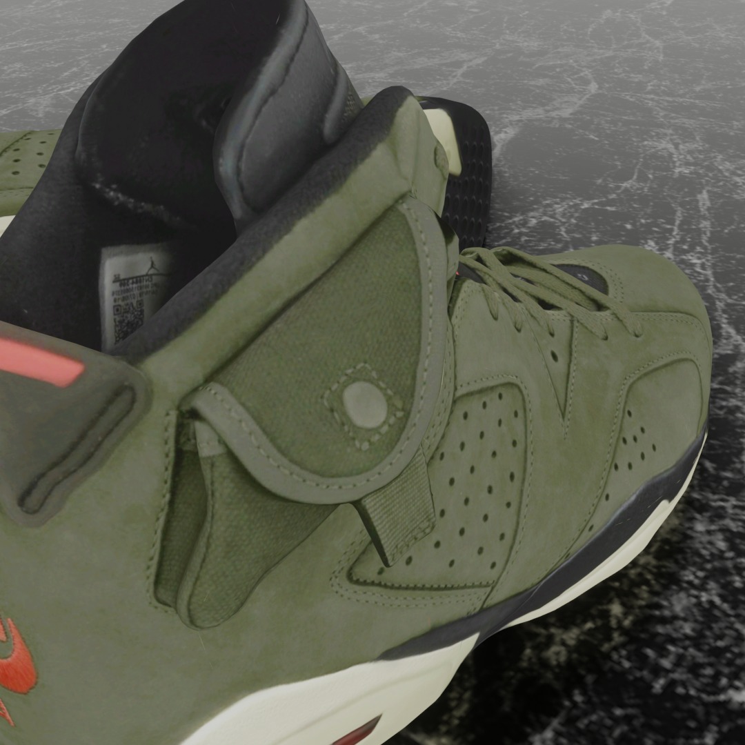 NIKE AIR JORDAN 6 GREEN 3D SHOES Low-poly 3D model_9