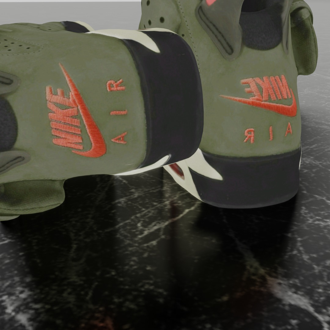 NIKE AIR JORDAN 6 GREEN 3D SHOES Low-poly 3D model_8
