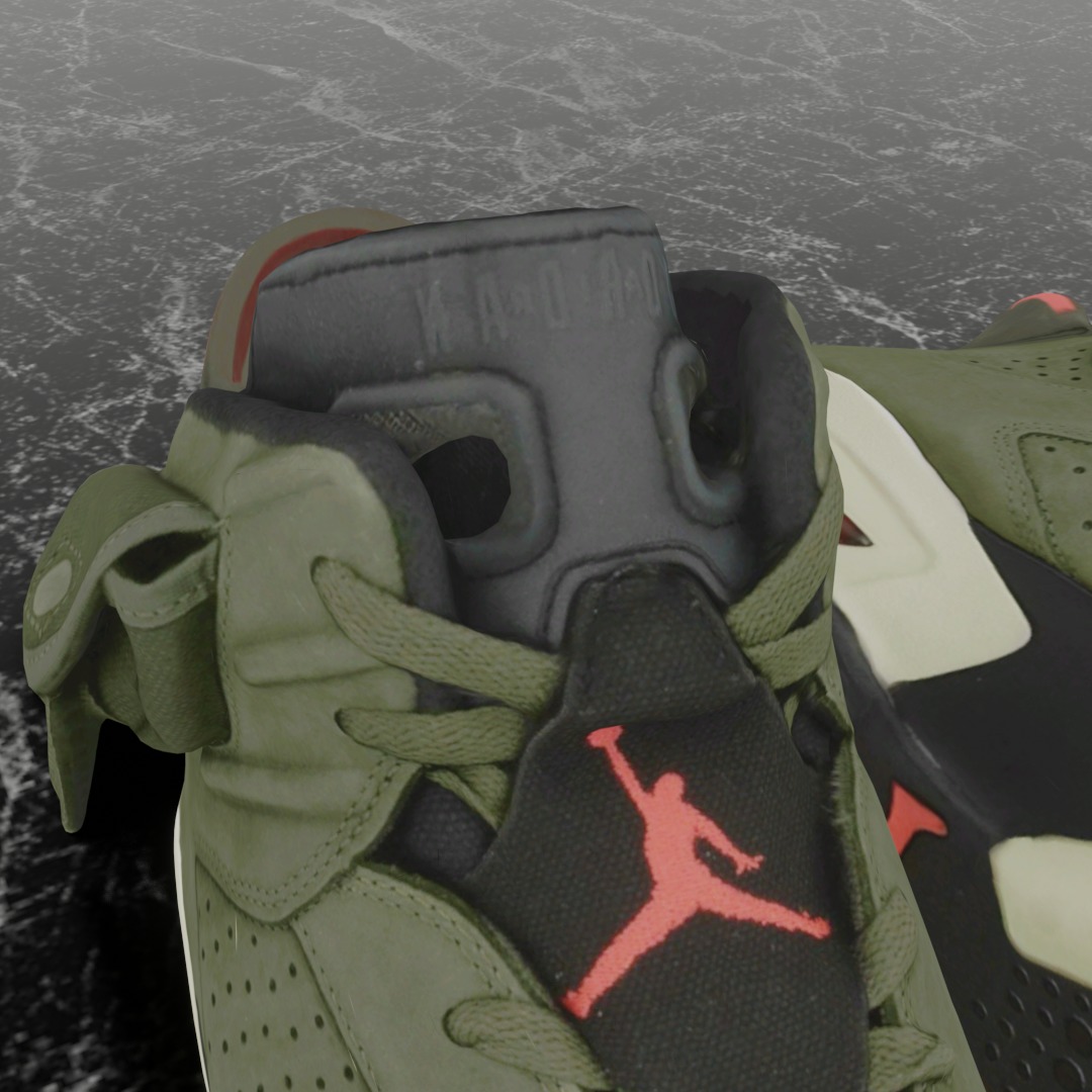 NIKE AIR JORDAN 6 GREEN 3D SHOES Low-poly 3D model_11