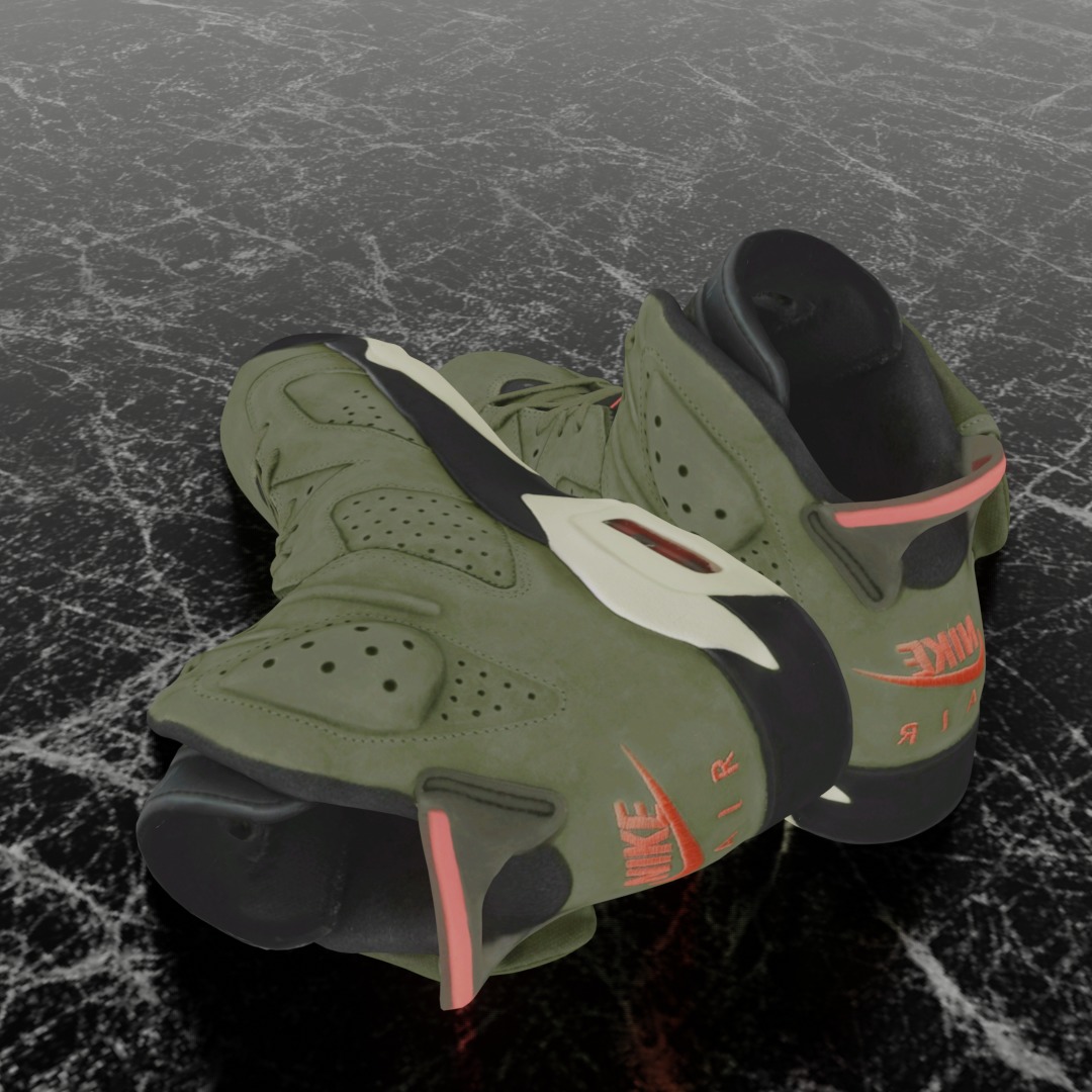 NIKE AIR JORDAN 6 GREEN 3D SHOES Low-poly 3D model_6