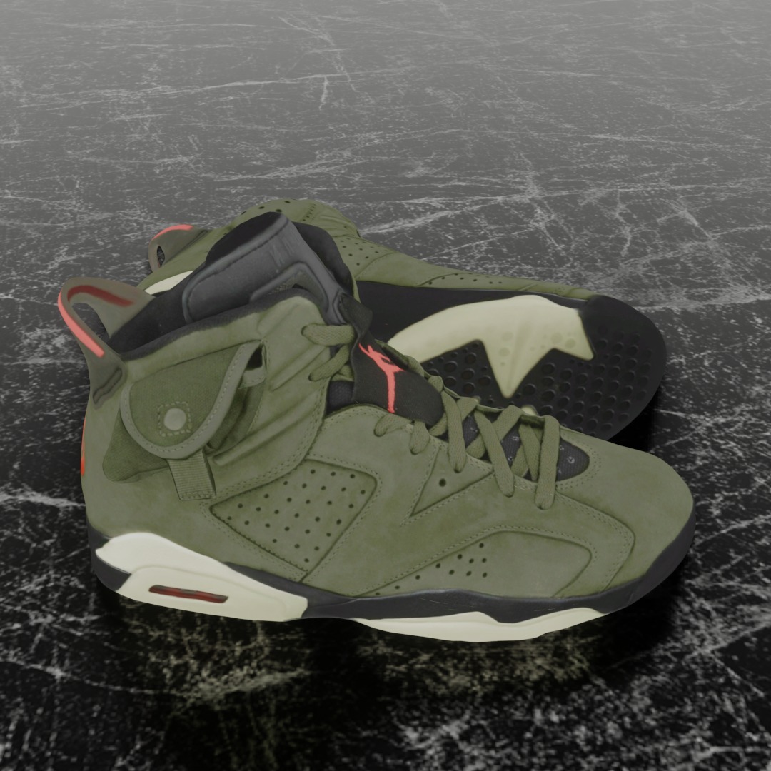 NIKE AIR JORDAN 6 GREEN 3D SHOES Low-poly 3D model_4
