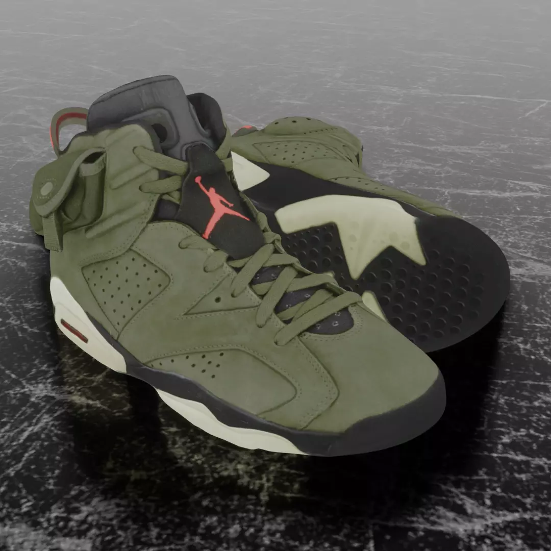 NIKE AIR JORDAN 6 GREEN 3D SHOES Low-poly 3D model_0