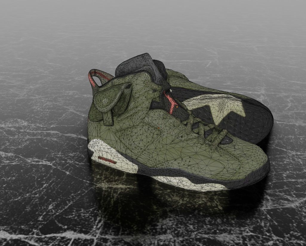 NIKE AIR JORDAN 6 GREEN 3D SHOES Low-poly 3D model_13