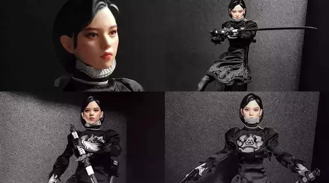kpop female 12inch hottoys figure head 04 3D print model