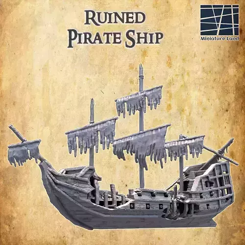 Ruined Pirate Ship Tabletop Terrain 28 MM 3D print model