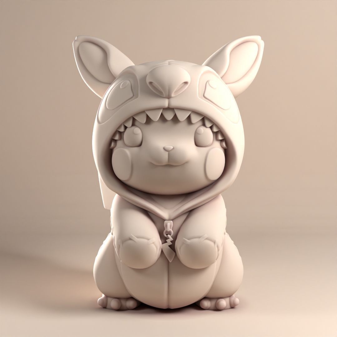 Pikachu with stitch pajamas 3D print model_1