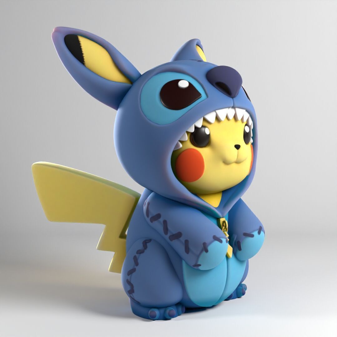 Pikachu with stitch pajamas 3D print model_2