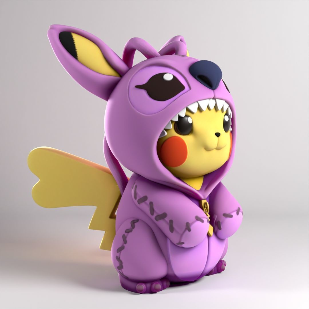 Pikachu with stitch pajamas 3D print model_6