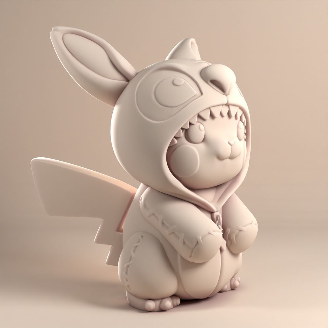 Pikachu with stitch pajamas 3D print model_3