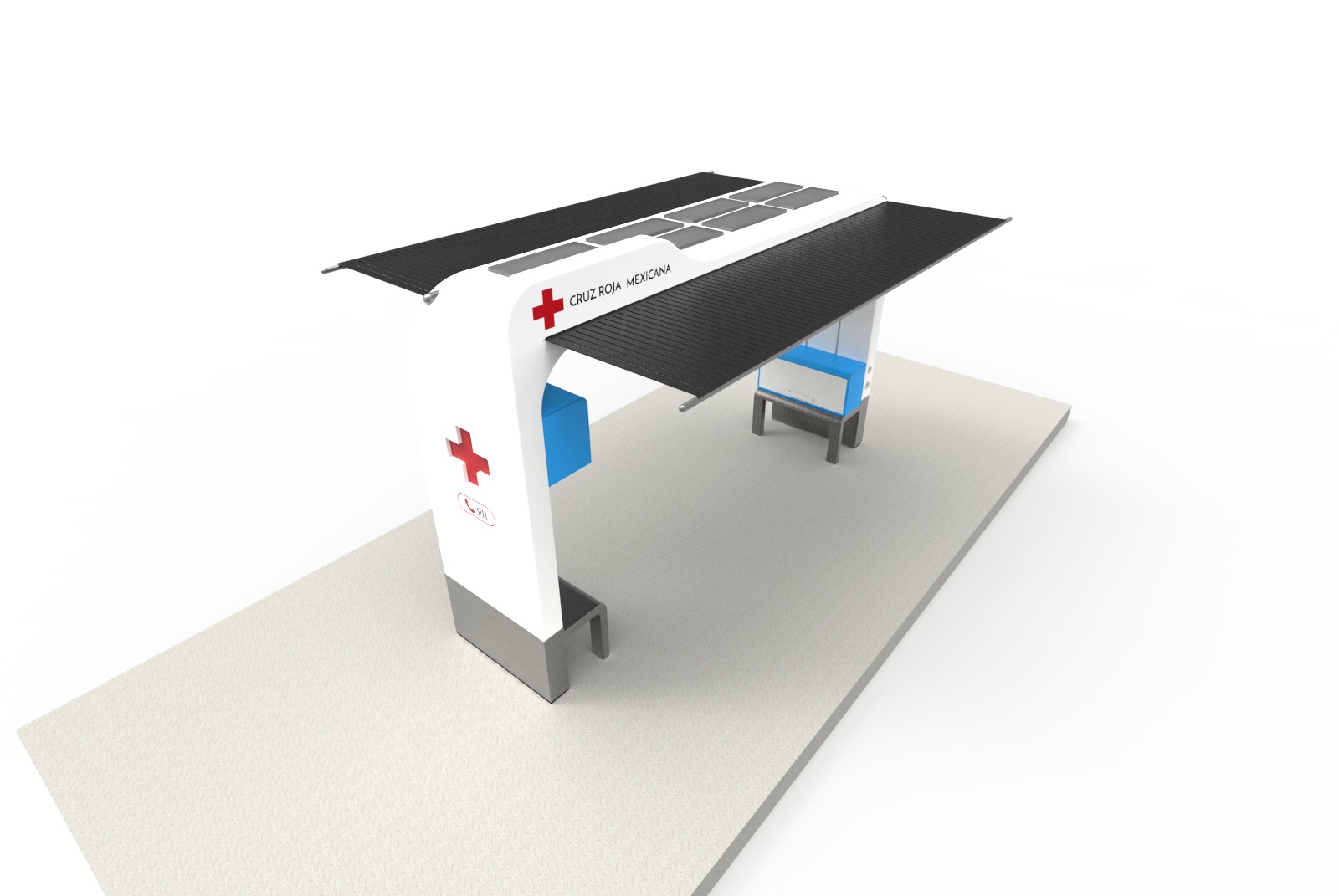Estacion para asistencia de salud para personas en via publica 3D model_3