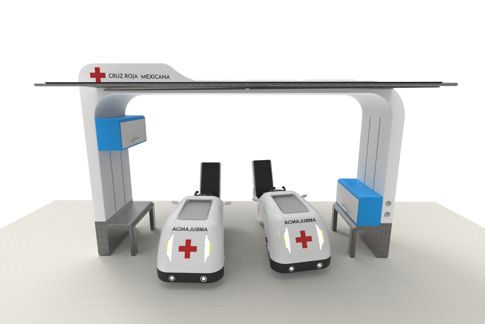 Estacion para asistencia de salud para personas en via publica 3D model_5